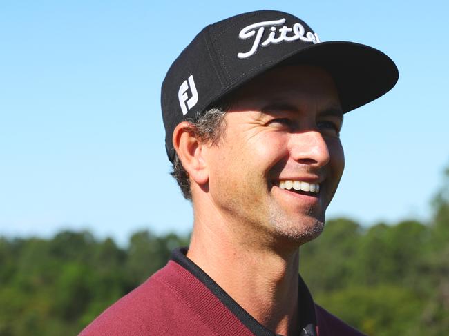 Professional Golfer Adam Scott after playing 9 holes at the Maleny Golf Club live on instagram to launch the now 18 hole course and encourage Sunshine Coast locals to get back out on the course after isolation. Photo Lachie Millard