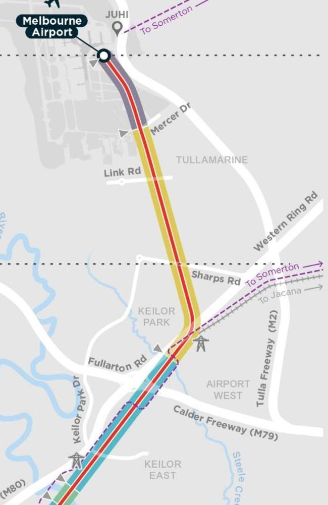 Plans showing the route of the Melbourne Airport Rail Link, which will be built via several packages of work.