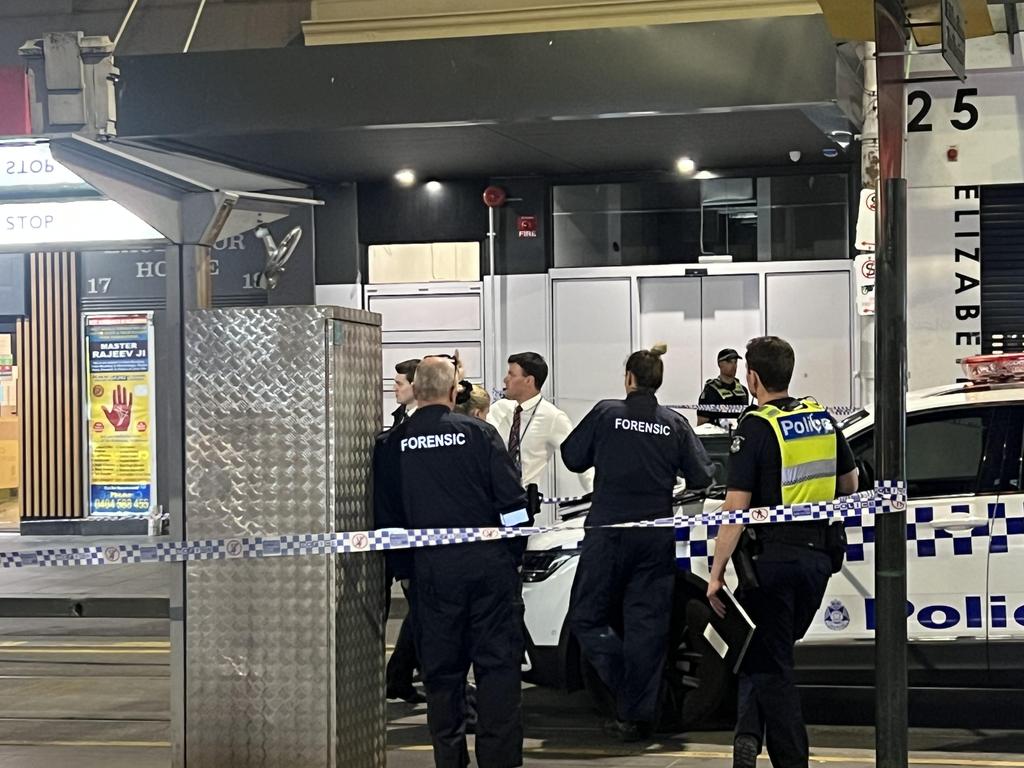 Police on the scene outside the McDonalds store on Elizabeth St. Picture: Supplied