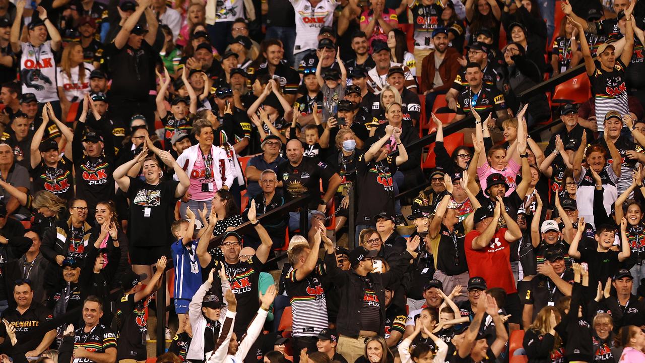 Panthers fans perform the “Viking Clap”. Photo by Matt Blyth/Getty Images