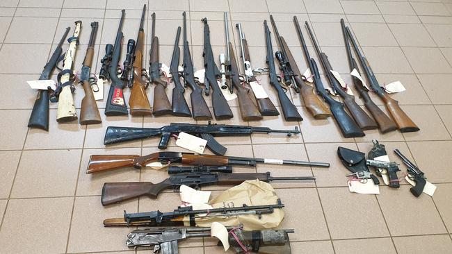 The firearms police seized at the cattle station near Katherine. Picture: NTPFES