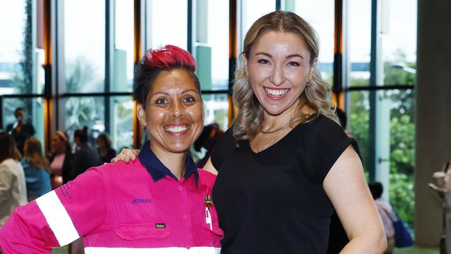 Jennah Halley and Gina Hogan at the Cairns Regional Council's International Women's Day 2024 awards, held at the Cairns Convention Centre. Picture: Brendan Radke