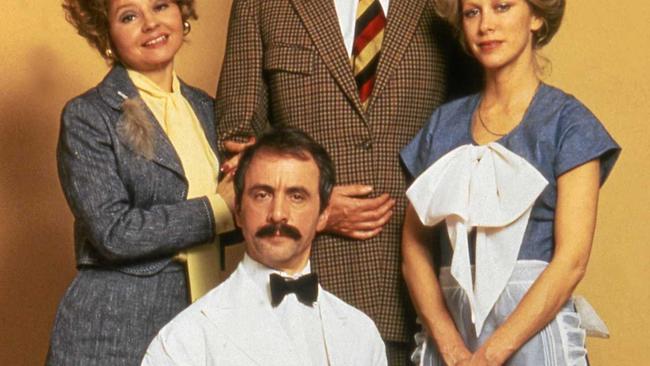 Picture Shows: Group shot of Basil Fawlty (JOHN CLEESE), Manuel (ANDREW SACHS), Sybil Fawlty (PRUNELLA SCALES) and Polly (CONNIE BOOTH). Picture: BRIAN MOODY