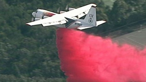 Fire retardent has been dropped on homes in South Turramurra. Picture: 9NEWS