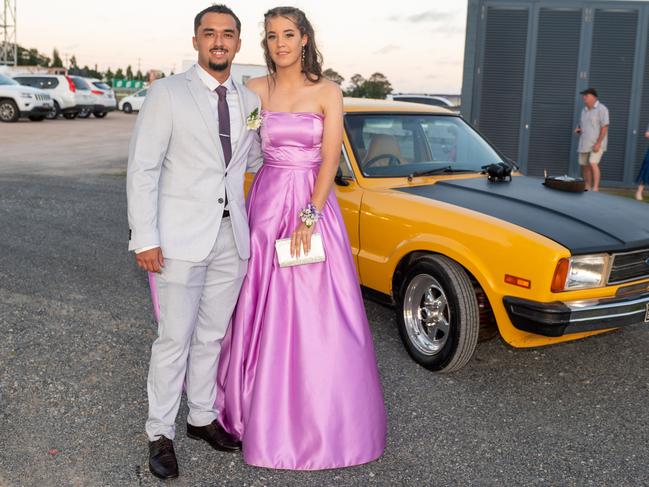 Harman Rowe and Demi Rossi at Mackay State High School formal 2022.Picture: Michaela Harlow