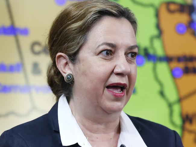 BRISBANE, AUSTRALIA - NewsWire Photos MARCH 3 2022: Premier of Queensland Annastacia Palaszczuk pictured addressing the media at the Kedron Emergency Services Complex.  Picture: NCA NewsWire / Josh Woning