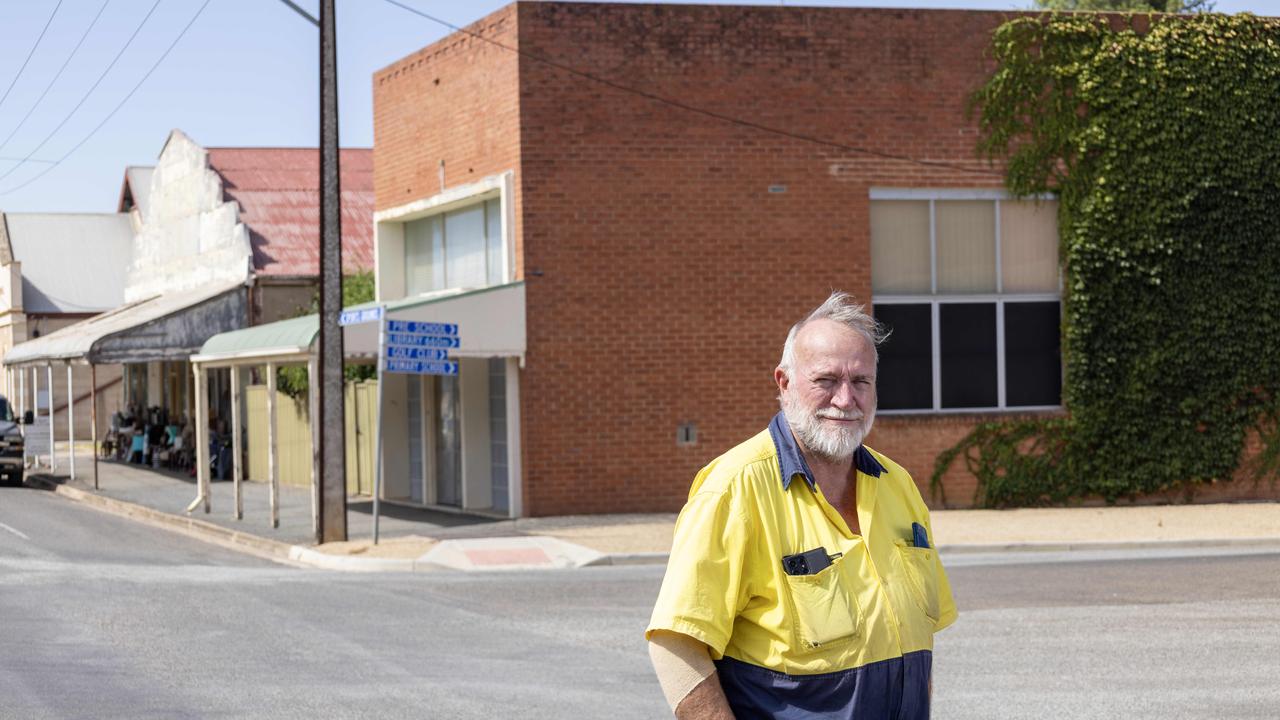 Greg Stevens speaking about the reaction in Snowtown of the imminent release of Mark Haydon. Picture: Kelly Barnes