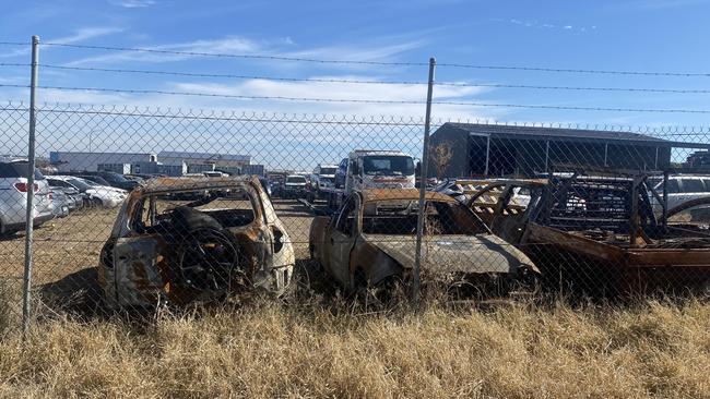 Nine cars caught alight.