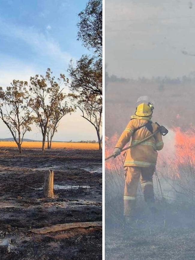 While parts of the southwest revelled in the heavy falls, others saw dry lightning which led to a grassfire at Muckadilla, near Roma on Monday. Photo: Orange Hill RFB