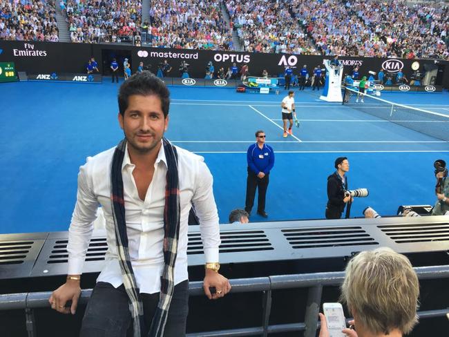 Mendieta-Blanco courtside at the Australian Open. Picture: Supplied