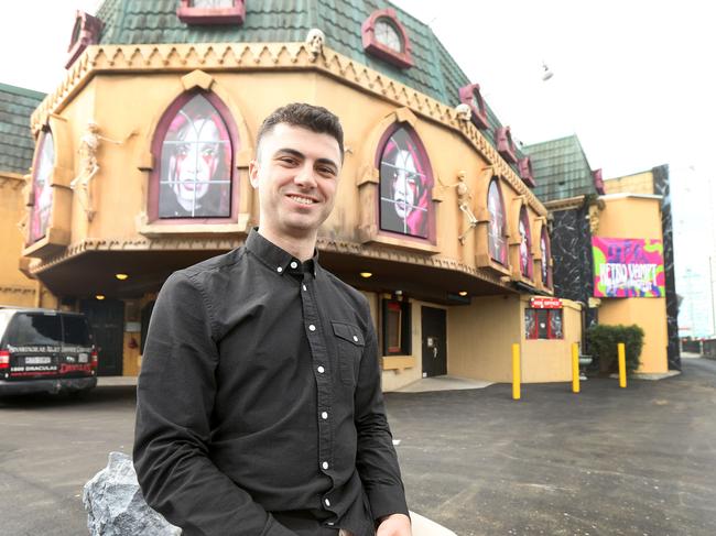 Dracula’s operations manager Luke Newman outside the Broadbeach theatre. Picture: Mike Batterham.