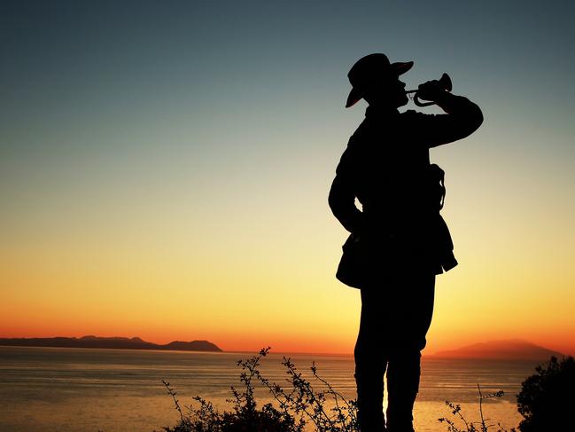 ANZAC Centenary week, day 3. News Corp journalist Andrew Carswell pictured as a generic silhouette of WW1 bugler.