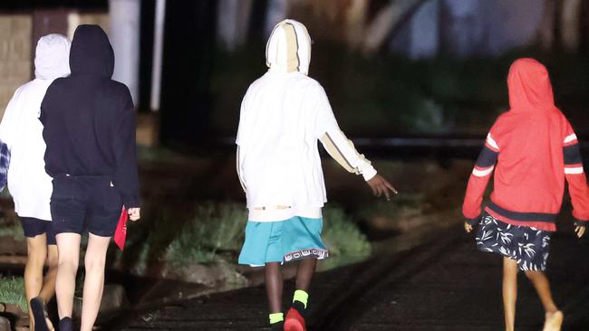 HOLD COURIER MAIL EMBARGO 25TH FEB  A goup of youth roaming the street at 12:30am, youth crime in Mount Isa. Picture: Liam Kidston