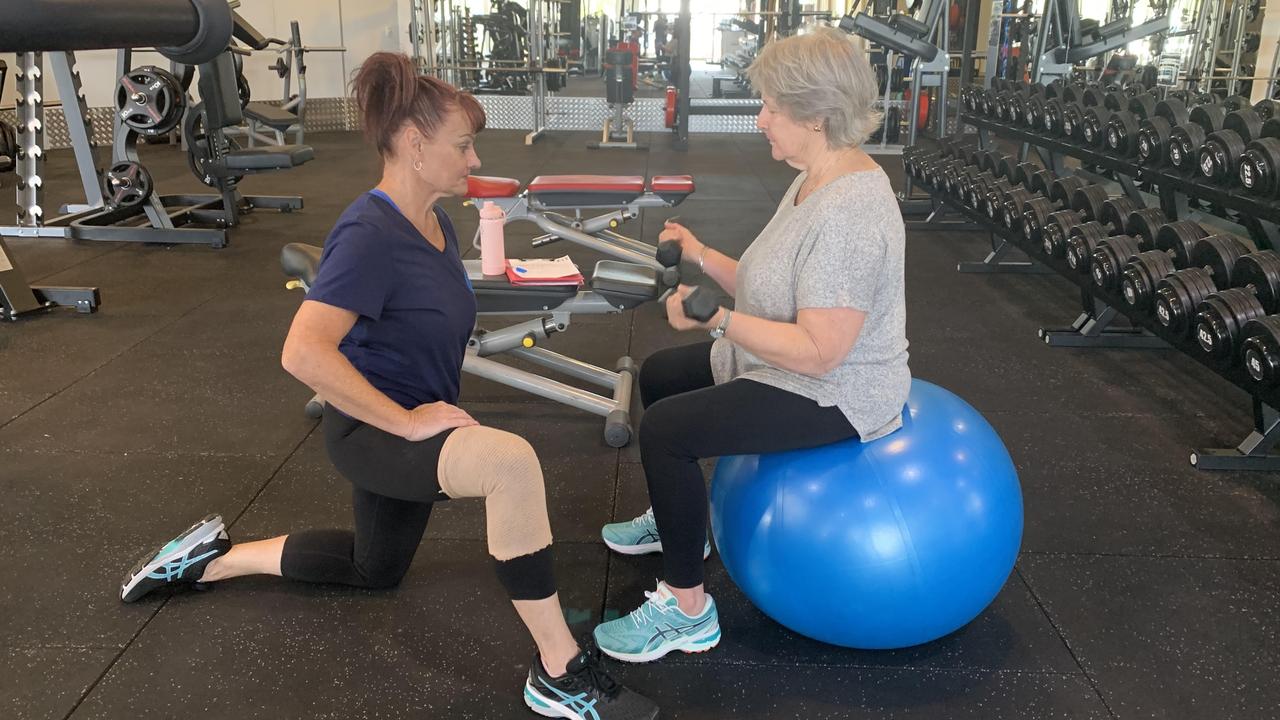 Trainer Jacinta Alkin with member Lorelle Fowler train at new Noosa Fit 24/7 gym at Noosa Civic.