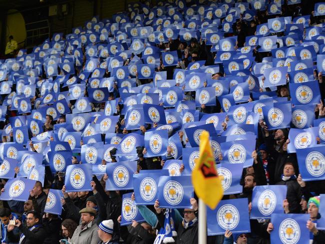 Leicester City fans support their team.