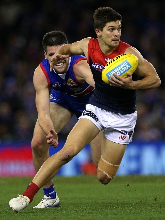 Jay Lockhart playing for the Demons in 2019. (AAP Image/Hamish Blair)