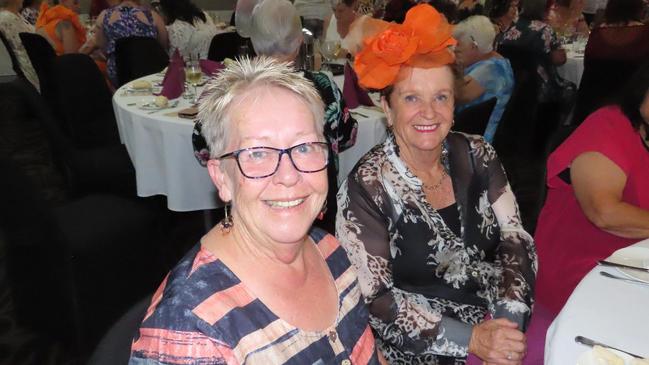 Irene Brown and Cathy Jones at the Hervey Bay RSL Melbourne Cup luncheon.