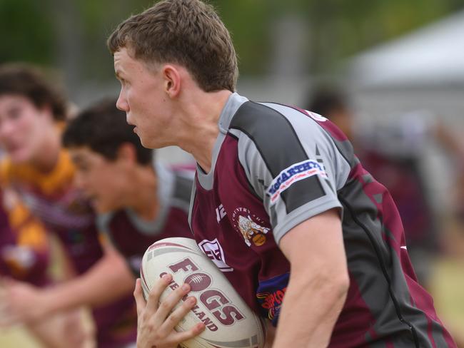 Michael Morgan Cup U15 2023 at Kern Brothers Drive rugby grounds. Charters Towers against Mt Isa. Isa's Ryder Soper. Picture: Evan Morgan