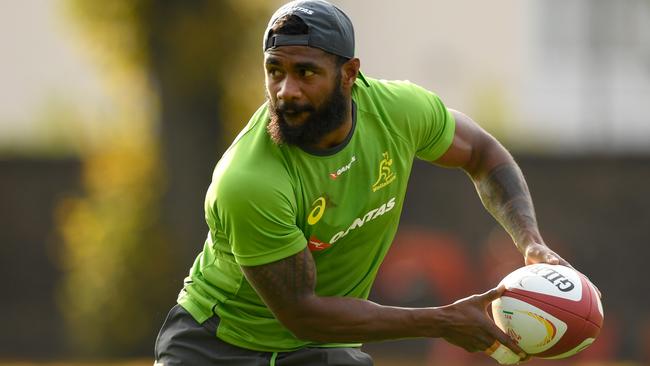 CARDIFF, WALES - NOVEMBER 03: Marika Koroibete in action during his first Wallabies training session during Qantas Australia Wallabies training ahead of their International against Wales at Sophia Gardens on November 3, 2016 in Cardiff, Wales. (Photo by Stu Forster/Getty Images)