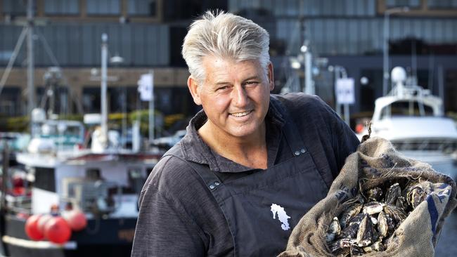 Mures Tasmania Director Will Mure with fresh oysters in preparation for The Taste of Tasmania at Hobart. PICTURE CHRIS KIDD