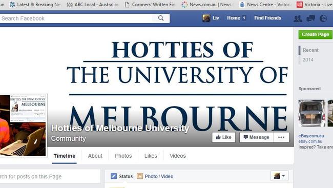 The ‘Hotties of the University of Melbourne’ Facebook page.