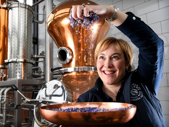 Seppeltsfield Road Distillers owner Nicole Durdin will swap her still for a French horn at the Barossa, Baroque and Beyond festival. Picture: Tricia Watkinson