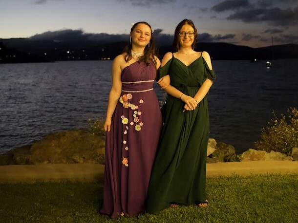 Bethany Eckel and Destany Beattie arriving to the Proserpine State High School Year 12 Formal held at the Whitsunday Marine Club on Wednesday, November 16, 2022.