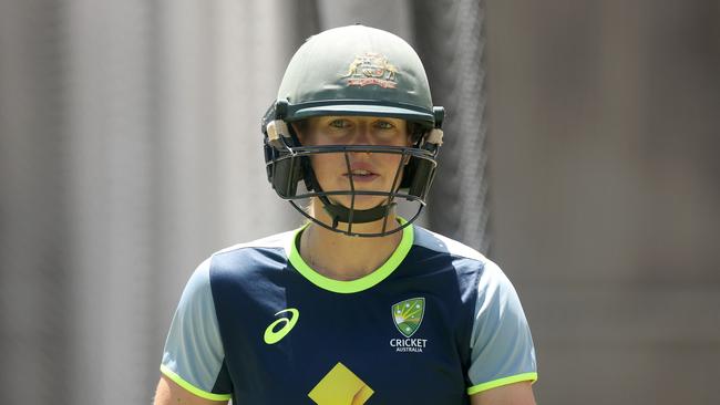 MELBOURNE, AUSTRALIA - JANUARY 29: Ellyse Perry of Australia looks on during an Australian Women's Ashes training session at Melbourne Cricket Ground on January 29, 2025 in Melbourne, Australia. (Photo by Daniel Pockett/Getty Images)