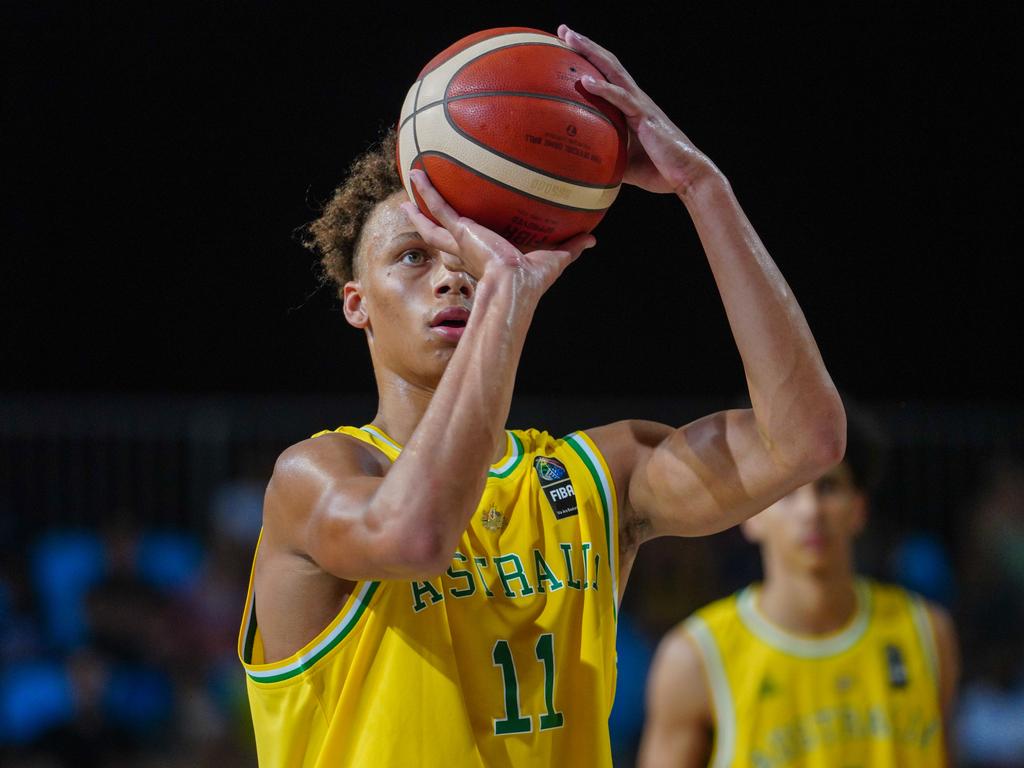 Dyson Daniels in action for the Boomers at the 2021 FIBA Asia Cup Qualifiers.Picture: Cameron Laird/FIBA