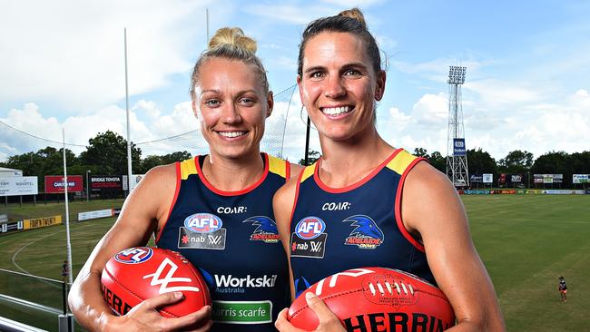 Ready to kick off ... Adelaide co-captains Erin Phillips and Chelsea Randall.