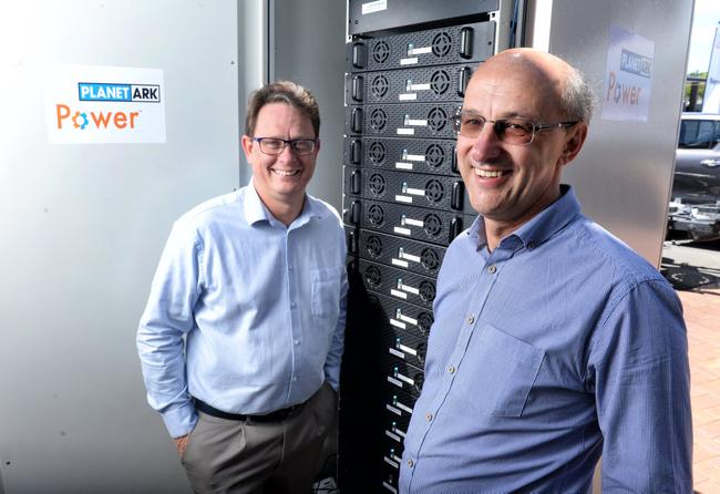 Llewellyn Motors general manager James Sturges with Planet Ark CEO Paul Klymenko. Picture: Rob Williams