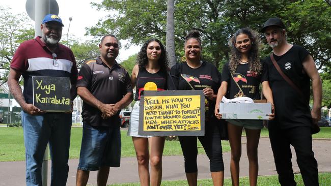 Hundreds of Territorians demonstrated on Invasion Day 2024 by marching from Civic Park through Darwin on Friday, January 26. Picture: Zizi Averill