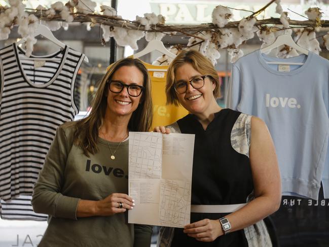 Organic Crew founder Mel Lechte and Ethical Clothing Australia national manager Angela Bell with the Guide to Ethical Shopping in Melbourne. Picture: Valeriu Campan