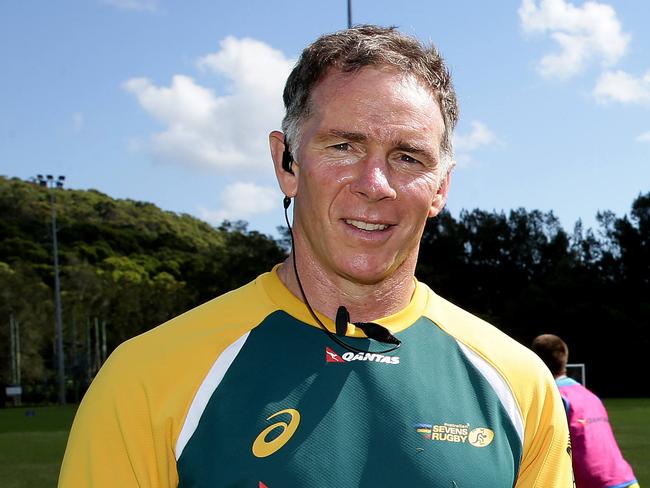 Australian Rugby 7's Coach Andy Friend and former Aussie sevens rugby coach and ex-sea eagles star Michael O'Connor at team training at Narrabeen Sports Academy. .