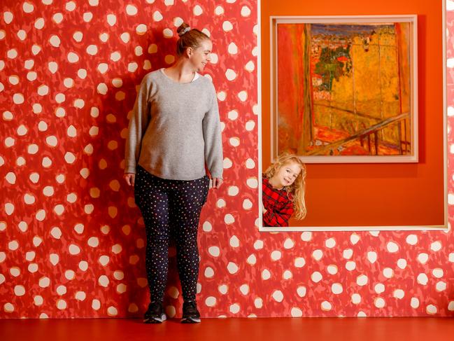 Elliot, 4 and mum in Pierre Bonnard: Designed by India Mahdavi on display from 9 June – 8 October 2023 at NGV International, Melbourne. Picture: Tim Carrafa