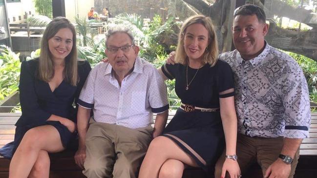 Kylie Enwright (second from right) with (from left) stepdaughter Jacinda Enwright, father-in-law Rodney Enwright and husband Paul Enwright). Kylee Enwright suffered severe head injuries in a fall. Picture: Supplied