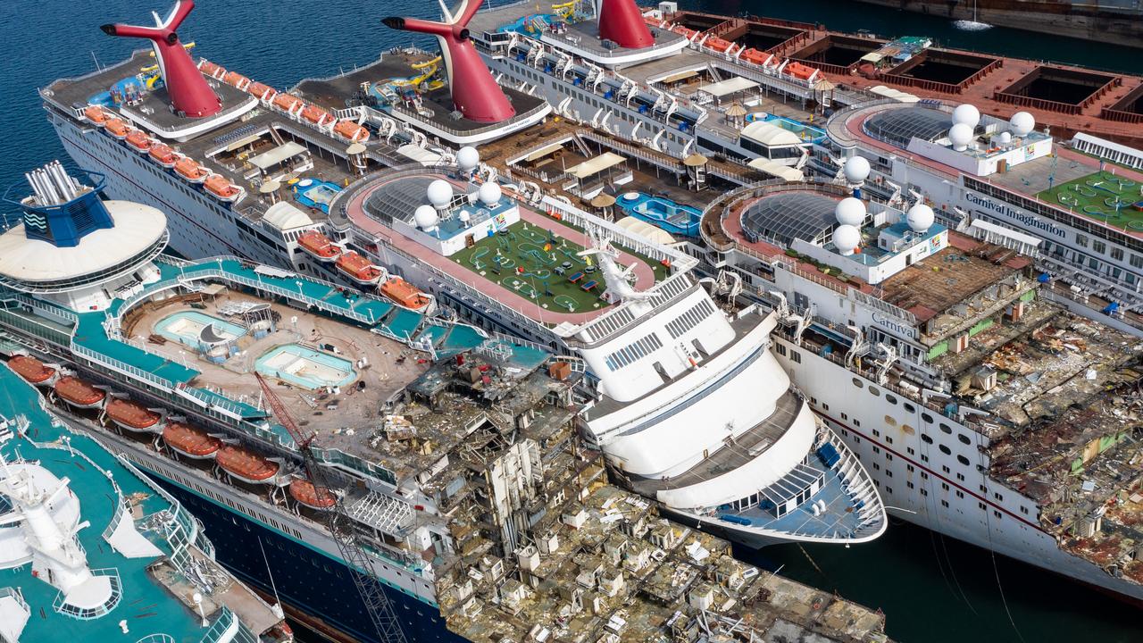 Retired cruise ships often end up at one of these eerie boneyards. Picture: Chris McGrath/Getty Images)