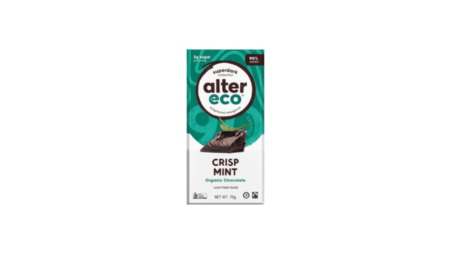 Mint Alter Eco Superdark Crisp Mint Organic Chocolate, $5.99, Harris FarmWhy we love itMint chocolate has proven to be as polarising as coriander among audiences, but for those who dig it, this one is sure to delight. “I love the combo of mint and chocolate – it reminds me of the after-dinner mints we had growing up – so this one hits the right buttons for me. Plus, it’s genuinely good quality – due to the use of real cocoa – and has the assurance of fair trade.”Shop here