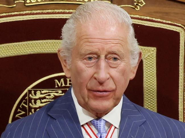 Britain's King Charles III delivers the speech from the throne in the Senate in Ottawa, Ontario, Tuesday, May 27, 2025. (Blair Gable/The Canadian Press via AP, Pool)