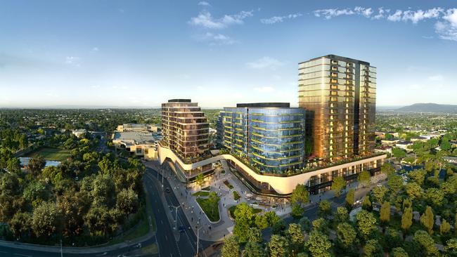 The Sky Garden project features three towers rising above The Glen shopping centre in Glen Waverley.