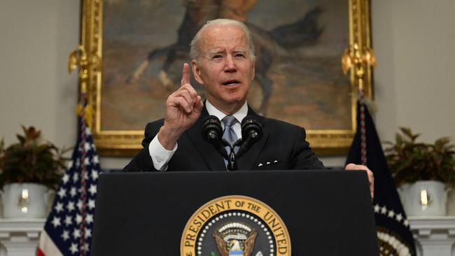 Joe Biden announces lethal military aid to be rushed to Ukraine. Picture: AFP.