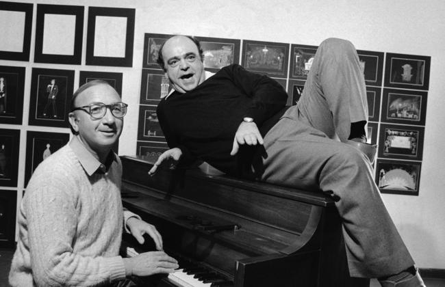 Playwright Neil Simon (left) and actor James Coco in New York during the New York announcement of a Broadway-bound musical comedy, Little Me, on November 23, 1981. Picture: AP Photo/Lederhandler,