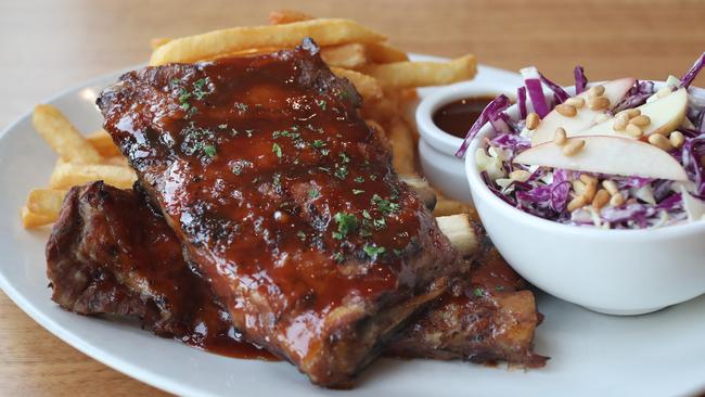 The Riverfront Motel’s ½ Kilo Bourbon BBQ Glazed Port Ribs. Picture: Nikki Davis-Jones