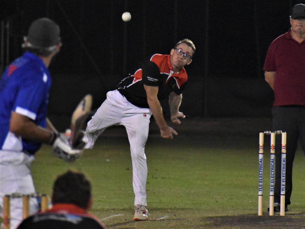 Doug Harris bowling for Lawrence in the 2020/21 CRCA Cleavers Mechanical Twenty20 Night Cricket round 8 clash against TLE Tucabia Copmanhurst at McKittrick Park on Wednesday, 9th December, 2020. Photo Bill North / The Daily Examiner