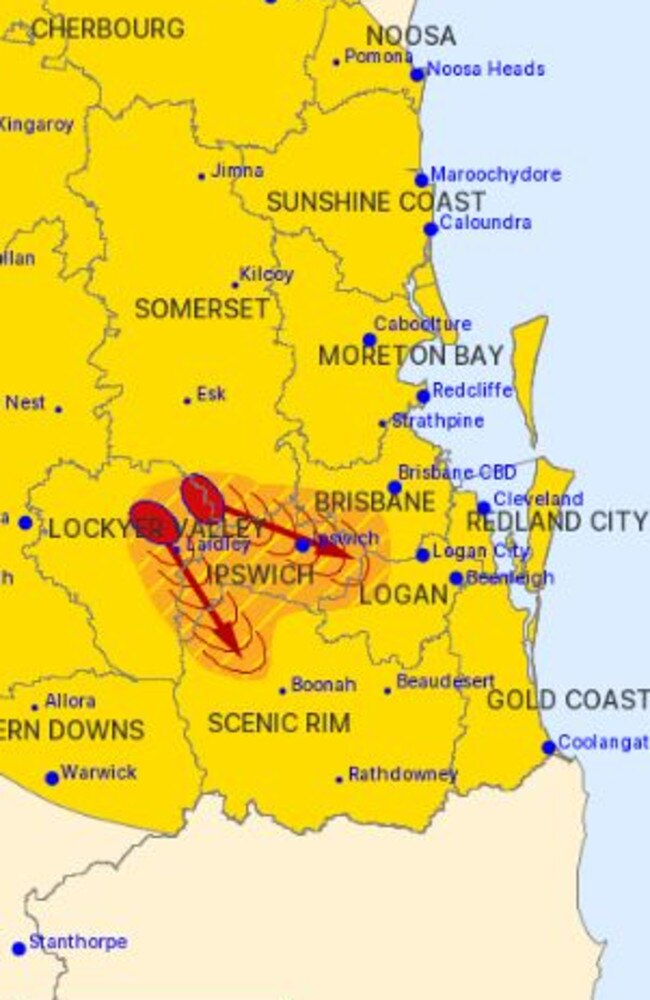 A severe storm warning issued this afternoon by the Bureau of Meteorology.