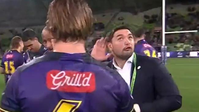 Brandon Smith mocks Latrell Mitchell on Channel 9. Photo: 9Now.