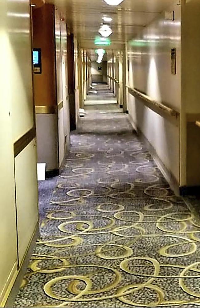 In this photo provided by Michele Smith, an empty hallway on the Grand Princess cruise ship March 6, 2020, off the California coast. Picture: AP