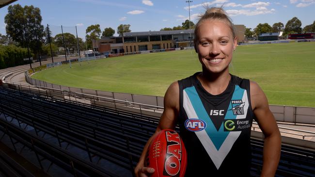 Port Adelaide made the announcement of Erin Phillips’ commitment to a Power side on December 16, 2015. Picture: Keryn Stevens.