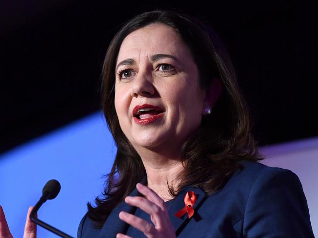 Queensland Premier Annastacia Palaszczuk is seen during the leaders debate against Opposition Leader Deb Frecklington at the Queensland Media Club in Brisbane, Friday, October 30, 2020. (AAP Image/Darren England) NO ARCHIVING