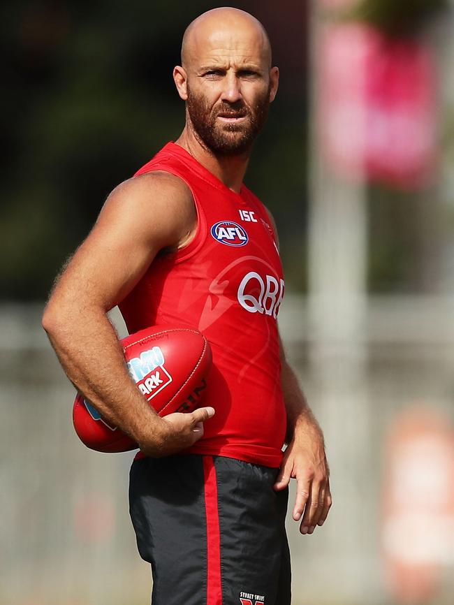 Jarrad McVeigh looks on at Sydney training.